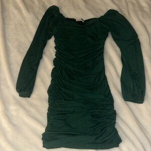 Elegant Dark Green Long Sleeve Dress